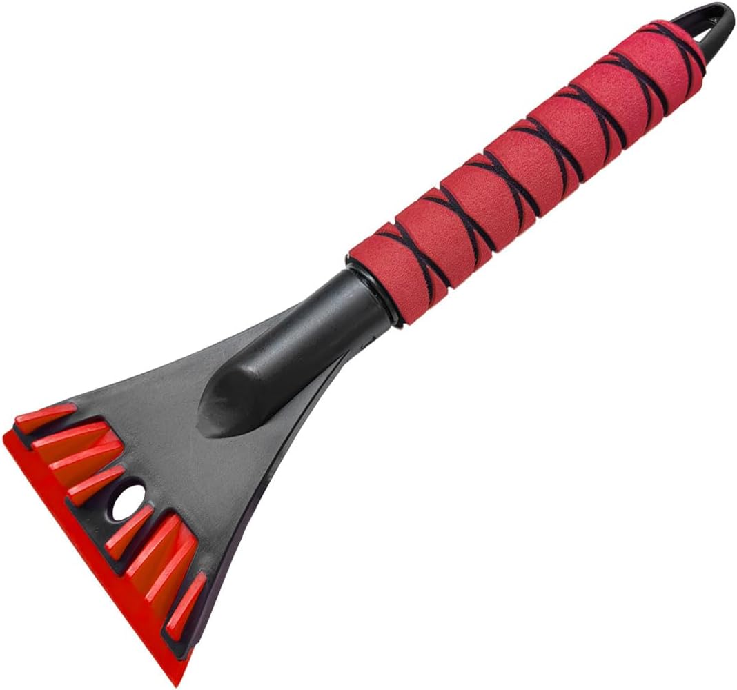 Ice Scraper for Car Windshield. No Scratch Car Window Frost Scraper with Foam Handle. Snow Removal Tool Accessories for Car. SUV. Truck (Red)