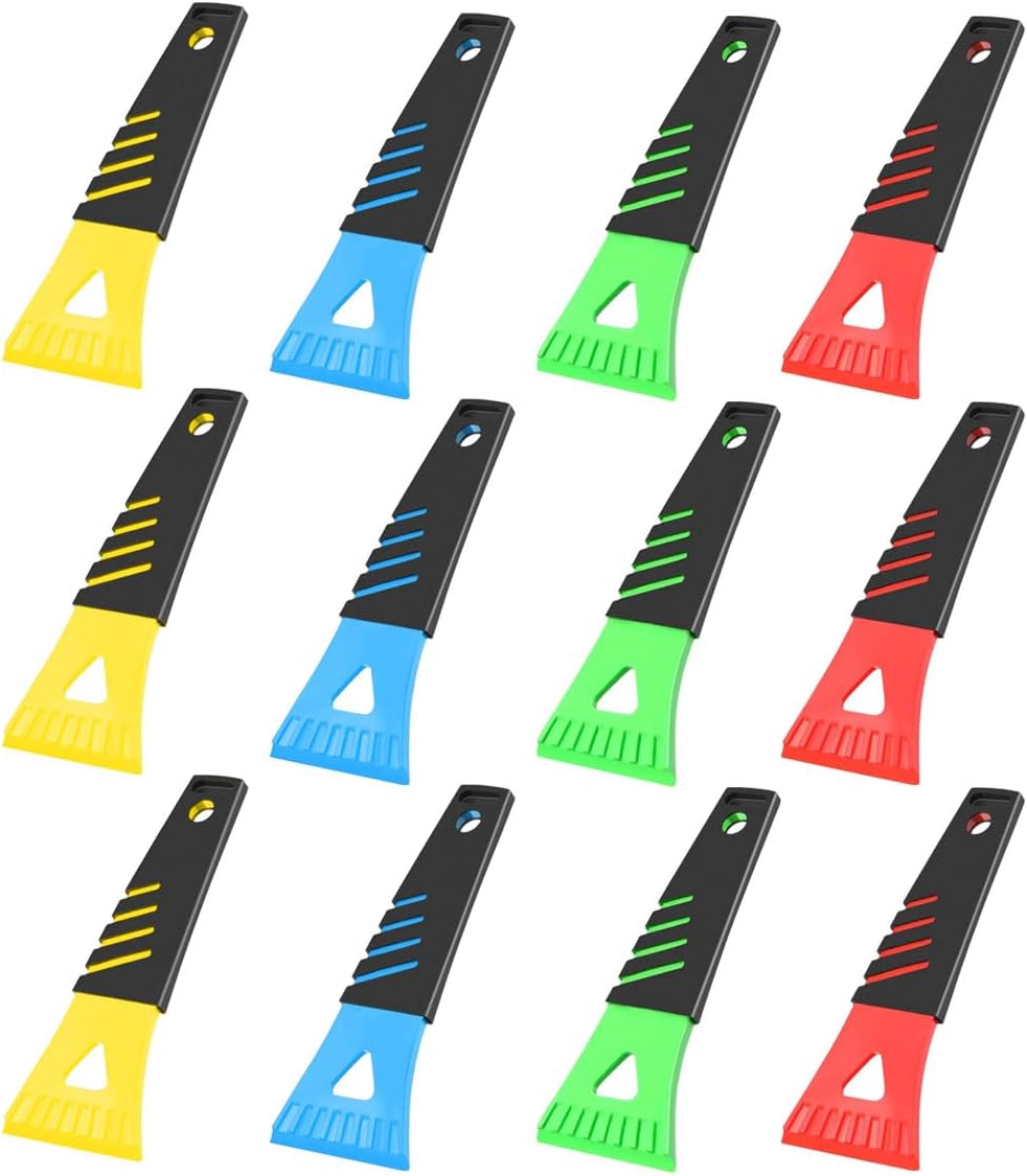 12PCS Snow and Ice Scraper for Car Windshield - Ice Snow Frost Removal Tool with Non-Slip Handle - Plastic Snow Scraper Auto Window Shovel Tool - Winter Windshield Defroster Tool No Scratch for Cars