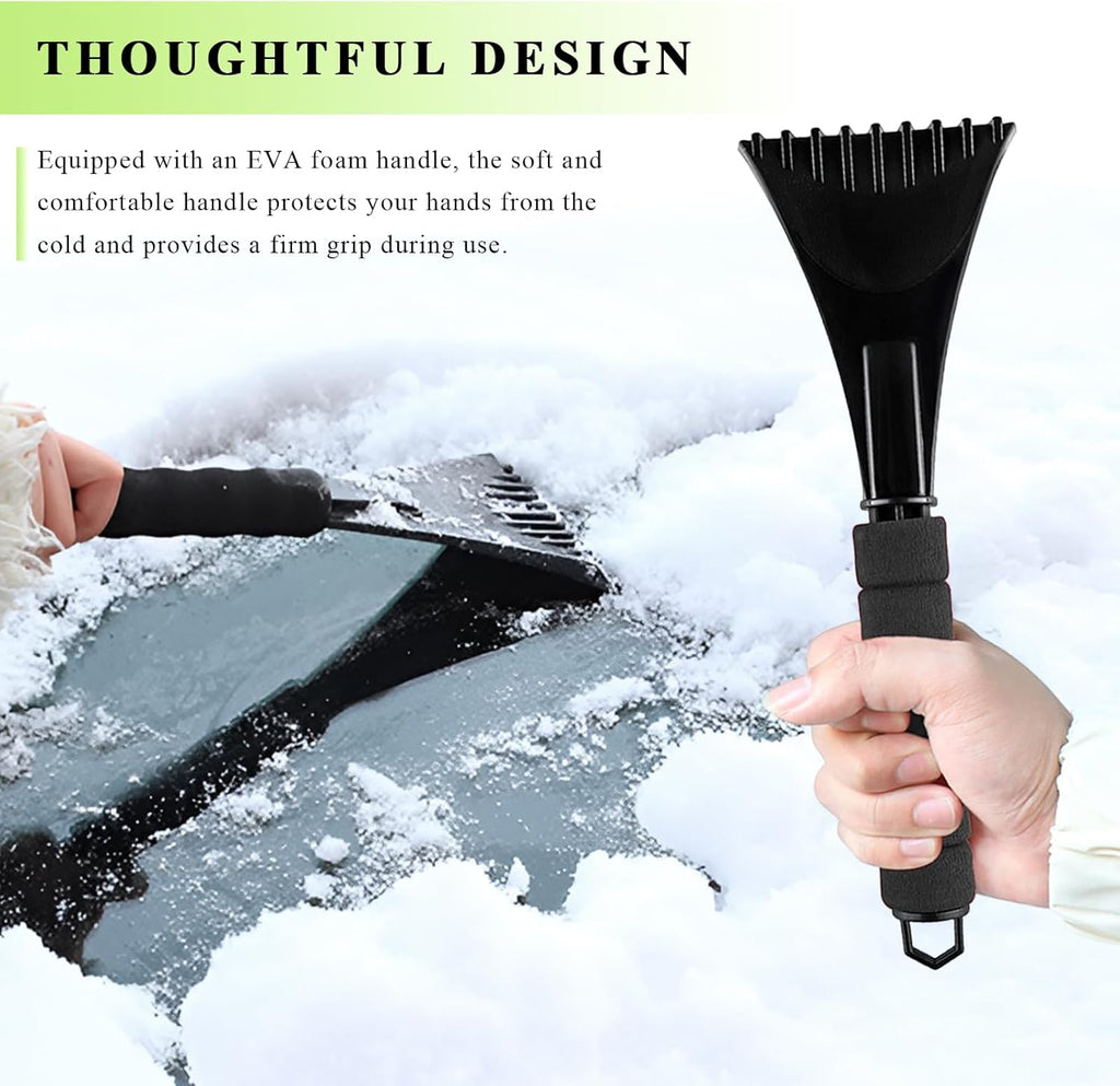 Ice Scraper for Car Windshield. Scratch-Free Auto Window Snow Scraper with Foam Grip. Efficient Ice Shovel Windshield Frost Cleaning Tool for Sedan Truck SUV. Car Accessories (Black)