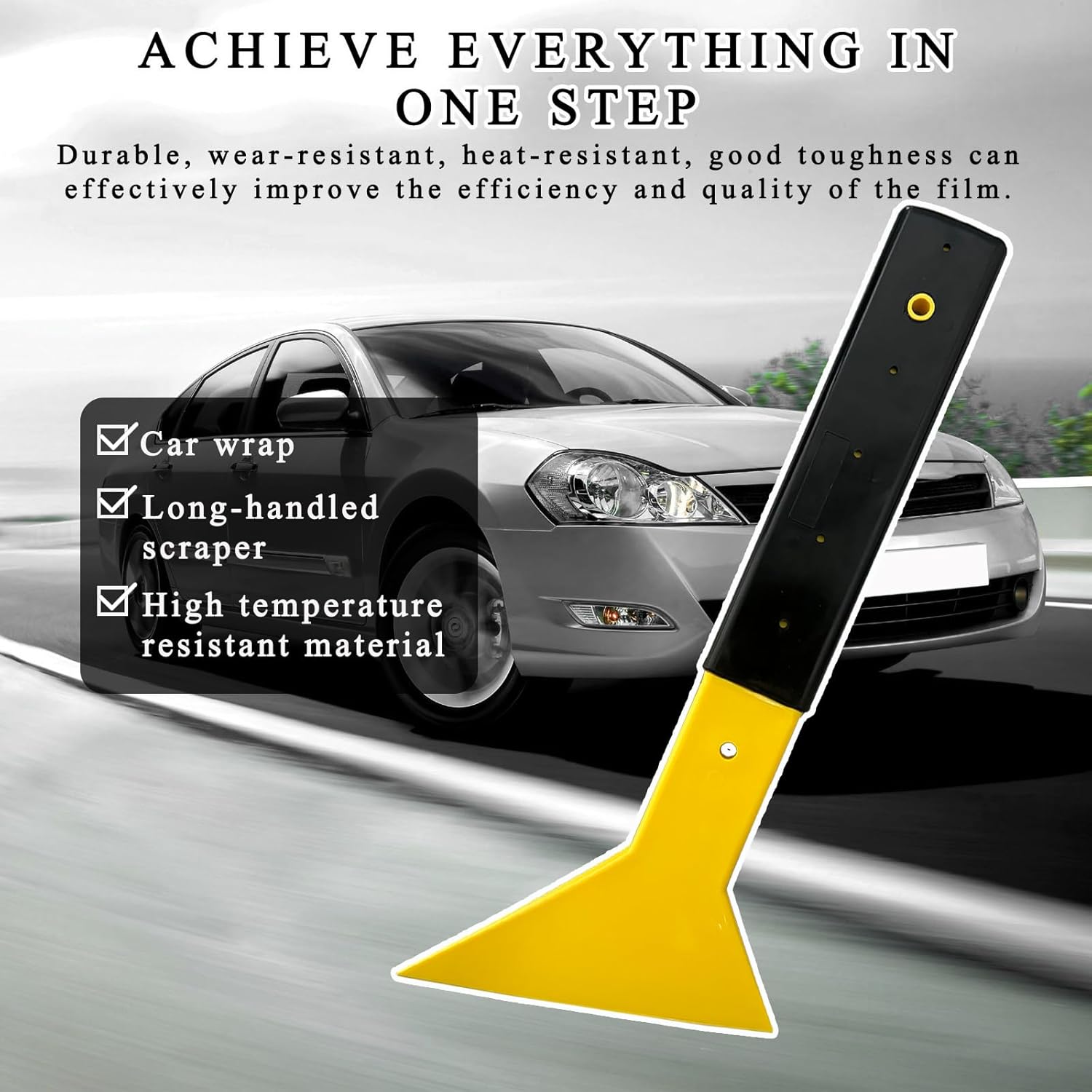 Window Tint Squeegee. Triangle Tinting Squeegee with Non-Slip Long Handle. Auto Vinyl Wrapping Tint Installation Scraper. Car Windshield Snow Frost Ice Removal & Cleaning Tool
