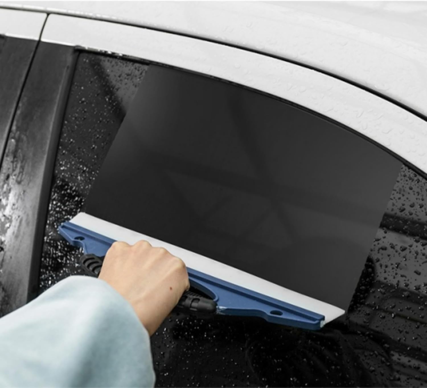 2-Pack Professional Silicone Squeegee. 12-Inch Flexible Water Blade for Streak-Free Car Wash & Glass Cleaning. Safe on Paint & Chrome. Blue