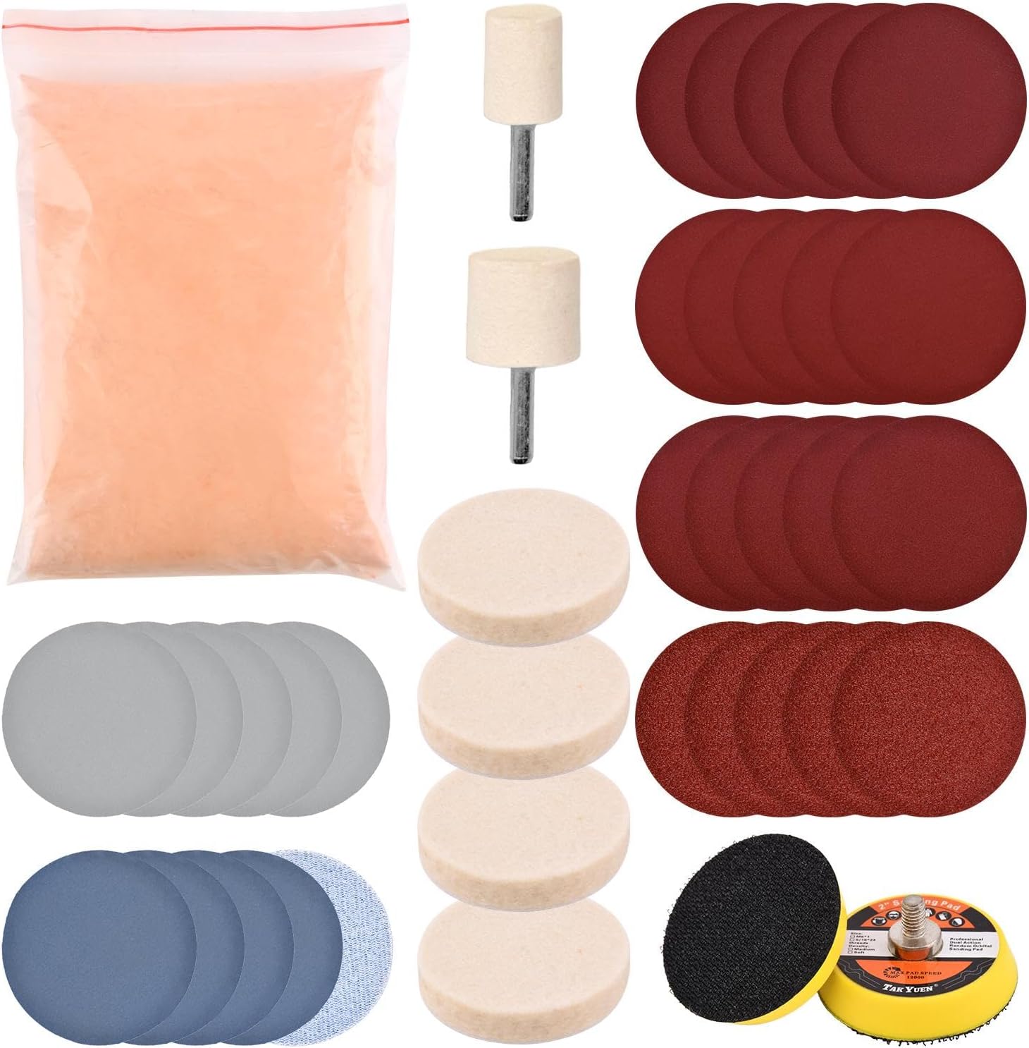 Glass Polishing Kit. 39Pcs/Set Glass Scratch Remover. Deep Scratch Window Repair Tool. Window Windscreen Repair Kit with Cerium Oxide Polishing Powder Polish Pad and Wheel(Size:39pcs)