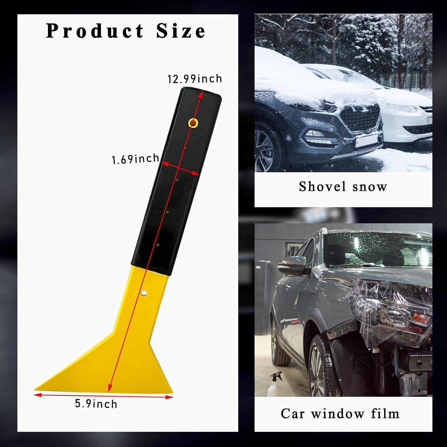 Window Tint Squeegee. Triangle Tinting Squeegee with Non-Slip Long Handle. Auto Vinyl Wrapping Tint Installation Scraper. Car Windshield Snow Frost Ice Removal & Cleaning Tool