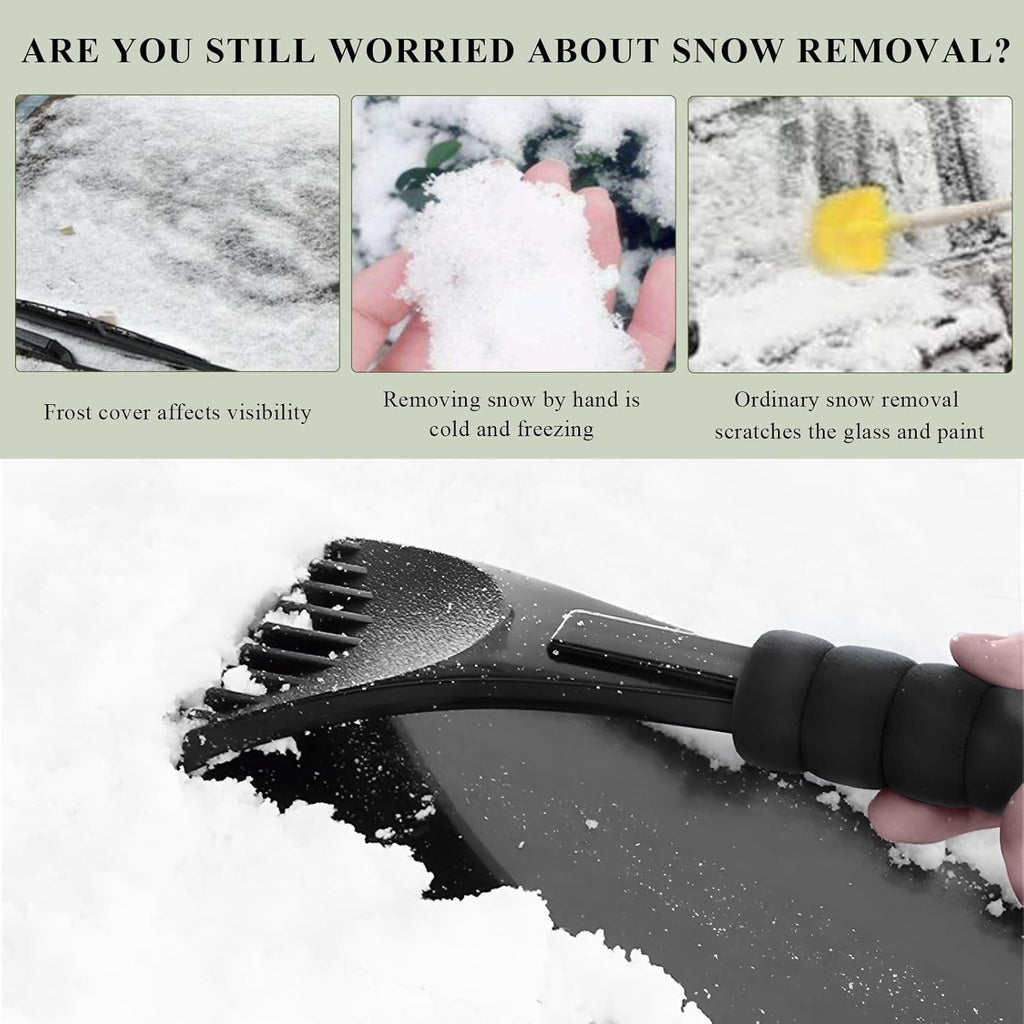 Ice Scraper for Car Windshield. Scratch-Free Auto Window Snow Scraper with Foam Grip. Efficient Ice Shovel Windshield Frost Cleaning Tool for Sedan Truck SUV. Car Accessories (Black)