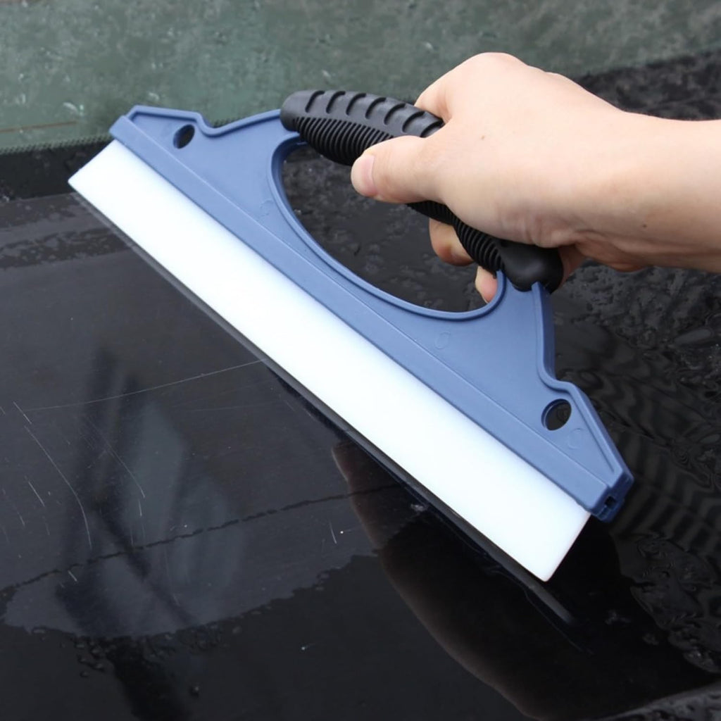 2-Pack Professional Silicone Squeegee. 12-Inch Flexible Water Blade for Streak-Free Car Wash & Glass Cleaning. Safe on Paint & Chrome. Blue